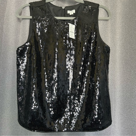 J. Crew Tops - NWT J‎ Crew Womens Sleeveless Sequin Top Medium Black Dressy